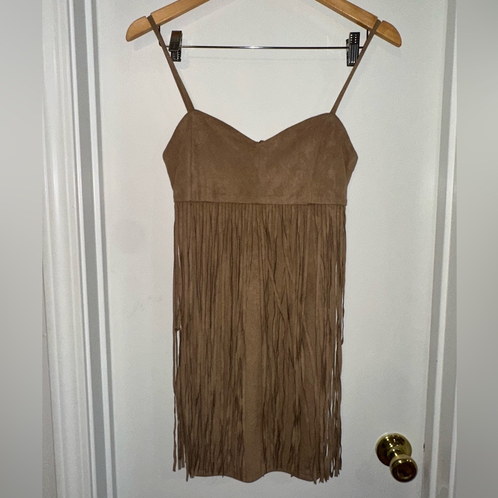 BB Dakota Tan Fringe Mini Dress